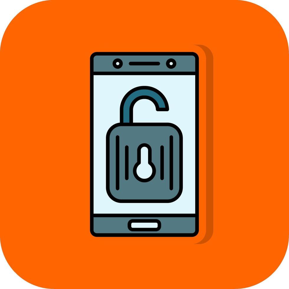 Unlock Filled Orange background Icon vector