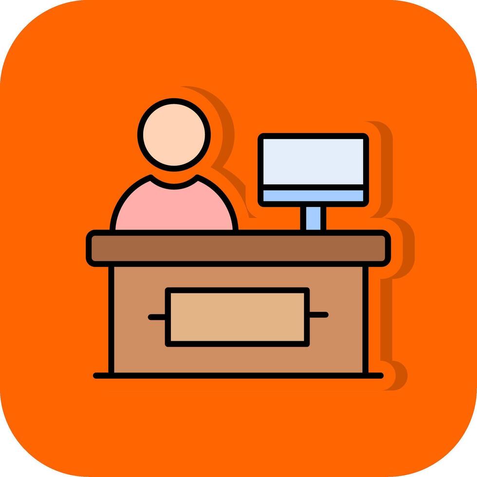 Cashier Filled Orange background Icon vector