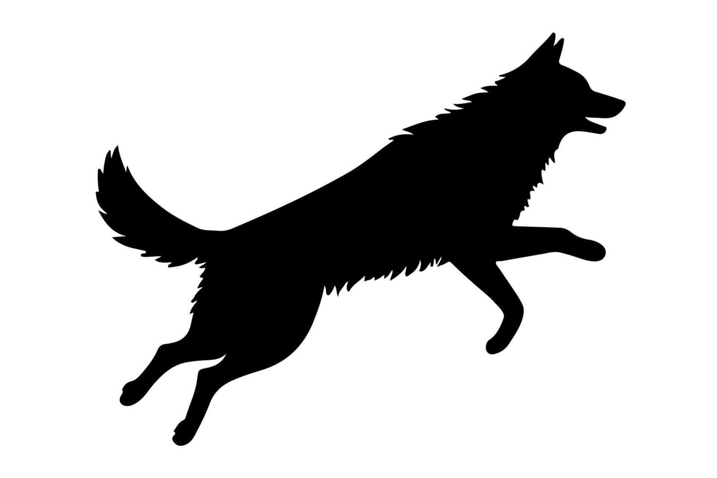 Black Dog or Wolf Silhouette Jumping vector