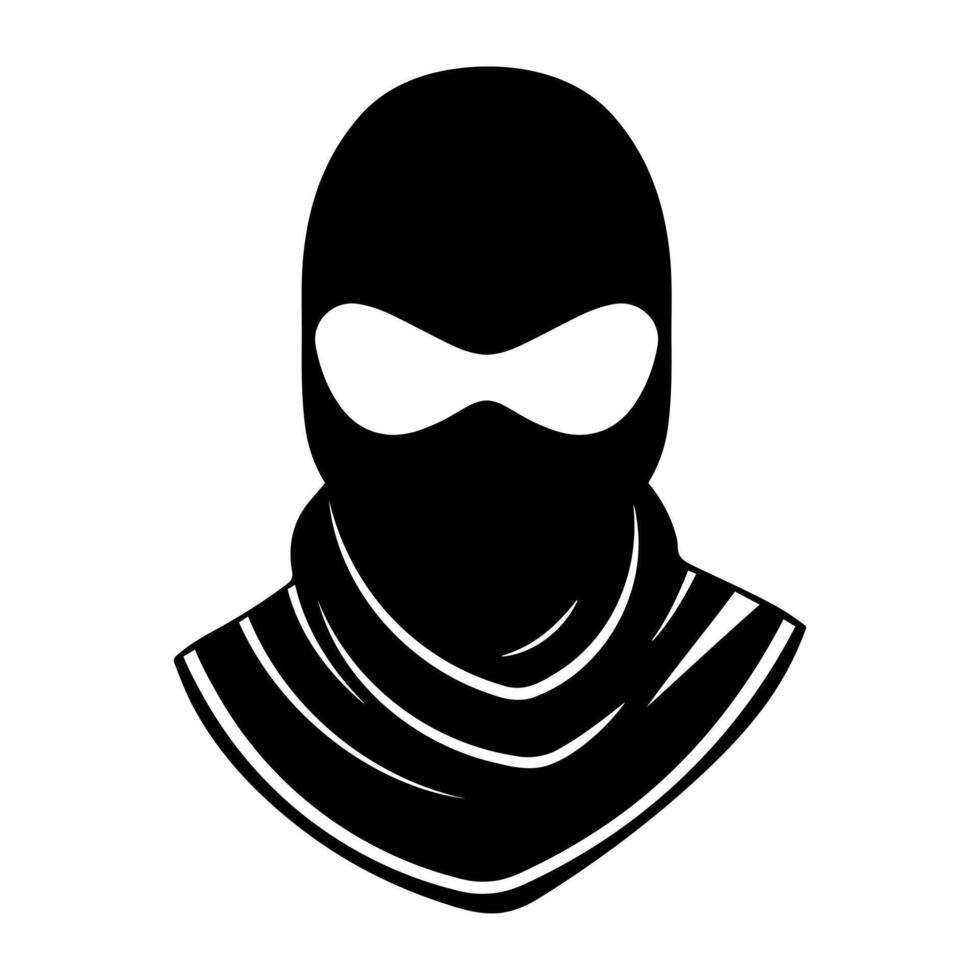 negro terrorista máscara icono, logo, pegatina modelo vector