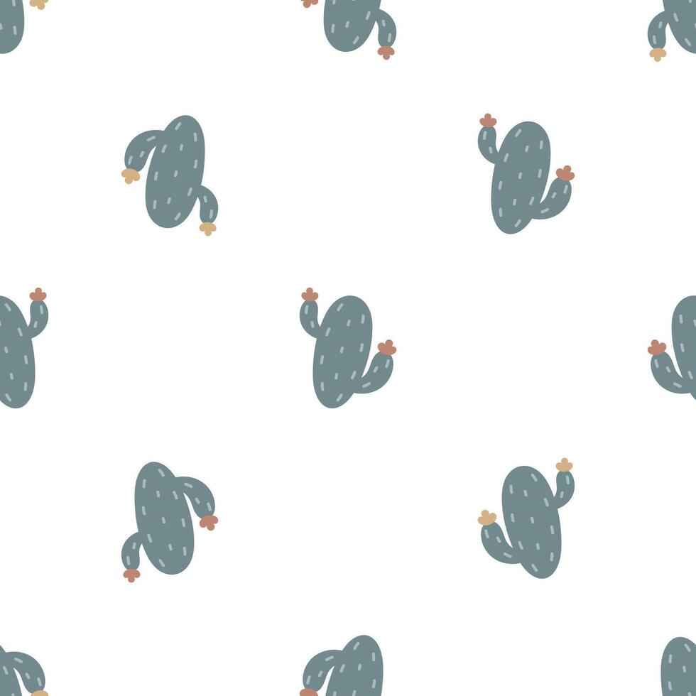 Seamless pattern with cactus. For fabric, wrapping, cards, textile, wallpaper, apparel. Isolated cartoon illustration in flat style on white background. vector