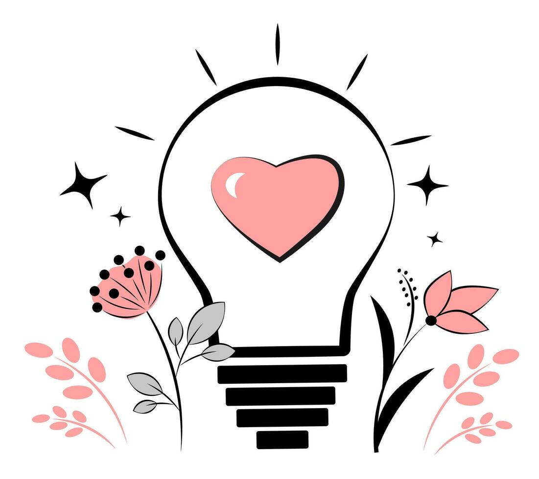 A new love. Light bulb with a heart on a white background vector