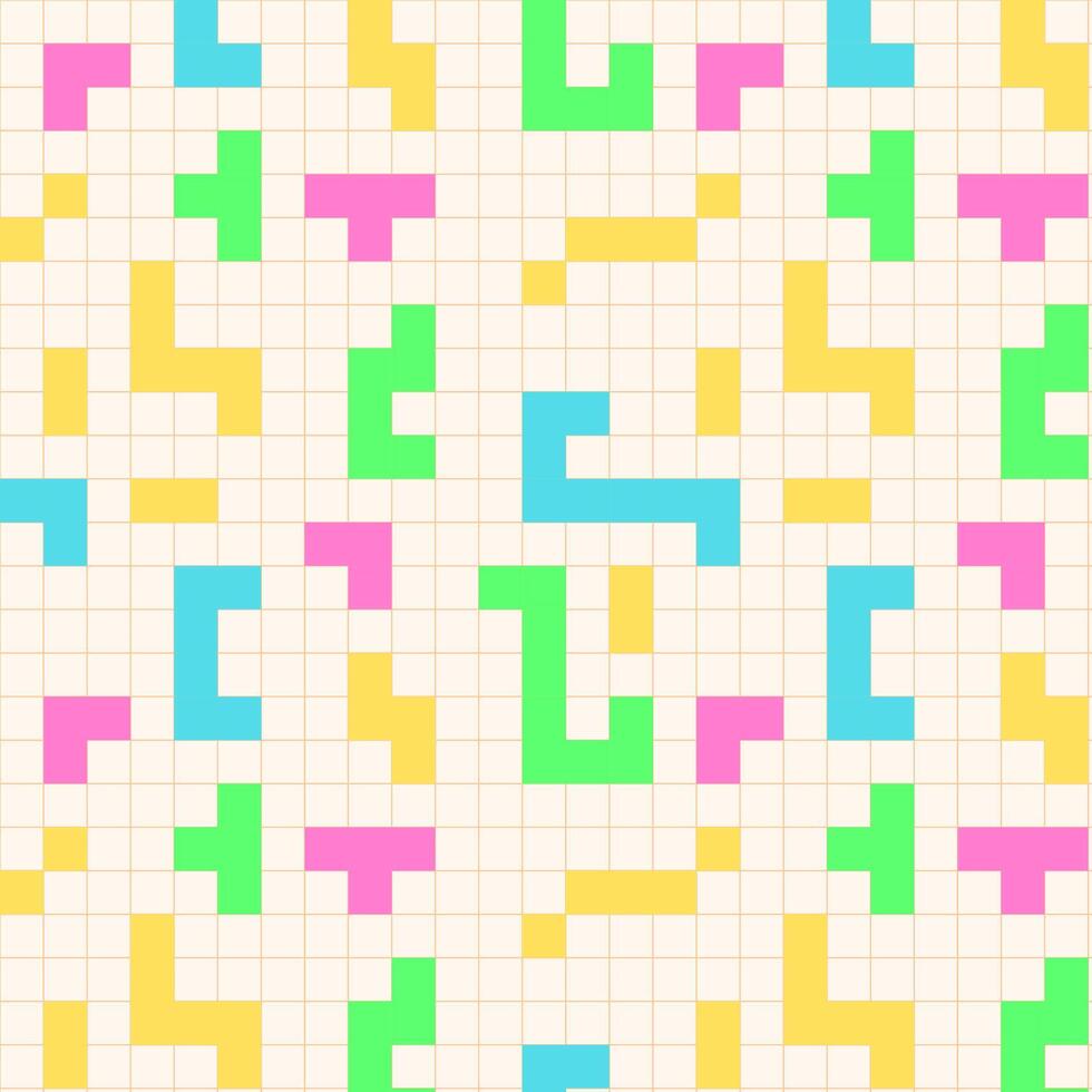 Colorful seamless pixel pattern background. Abstract geometric squares and lines background. vector