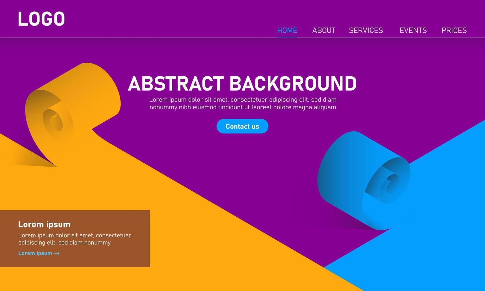 Abstract modern background. Landing page website template for wall paint businesses. Colorful isometric spiral rolling backdrop. vector