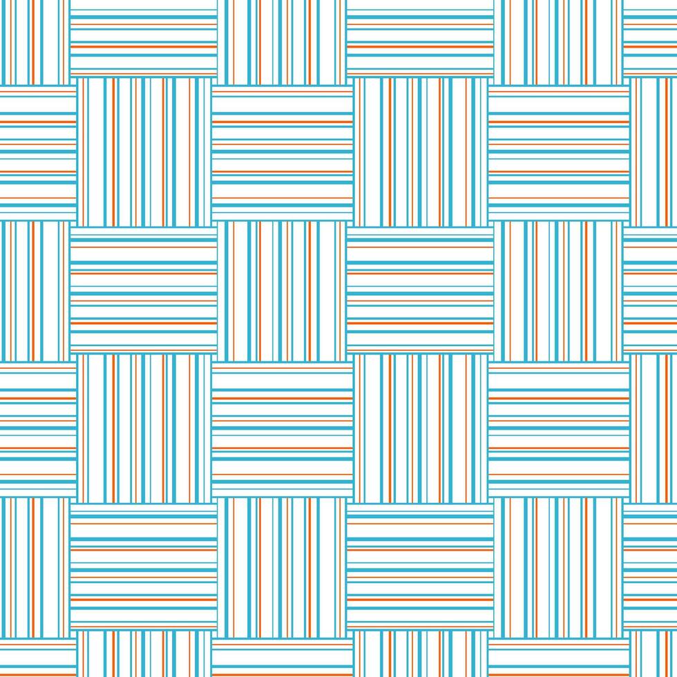 Striped seamless pattern. Abstract vertical and horizontal lines background. Blue and orange geometric lines texture. vector