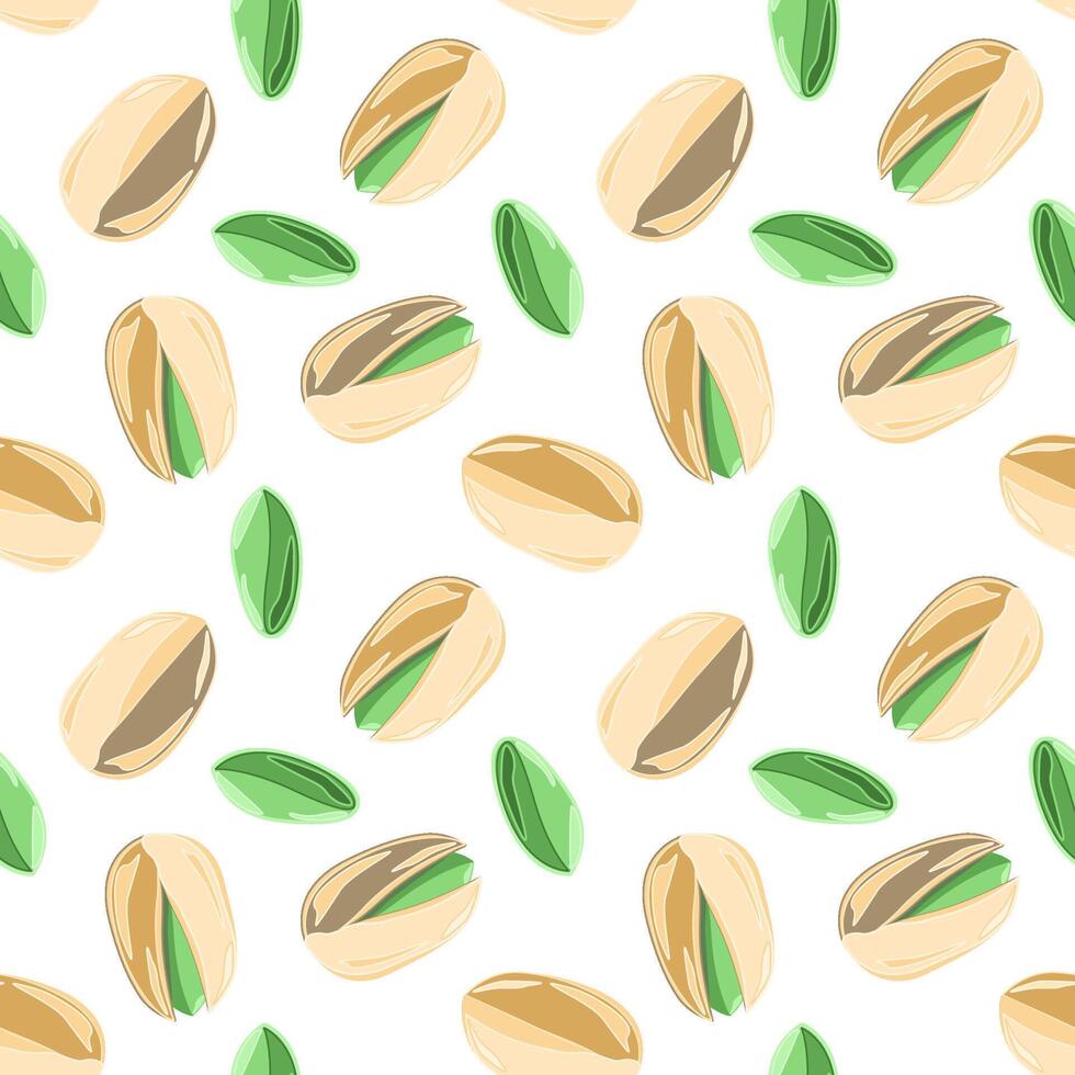 Seamless botanical pattern with pistachio nuts vector