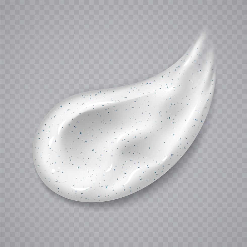 White cream or scrub smear isolated on a grey background. Realistic cosmetic beauty skincare product sample. vector
