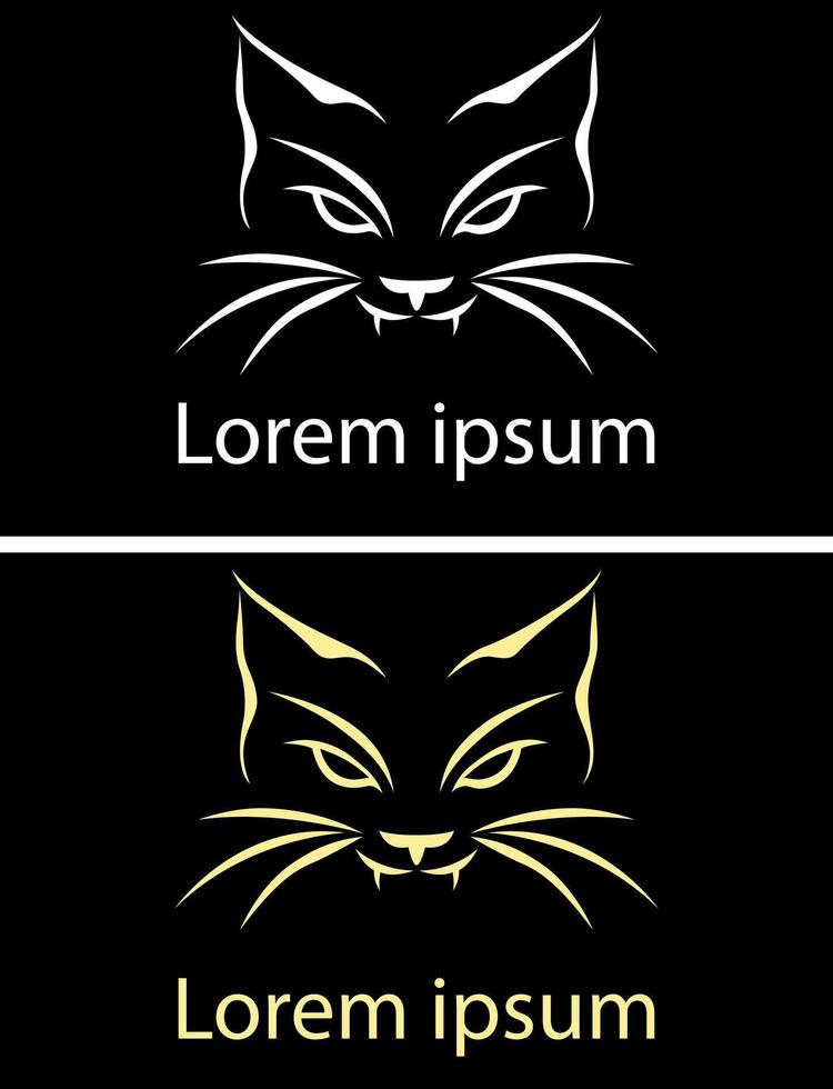 Minimalis cat vampire iconic logo template design vector