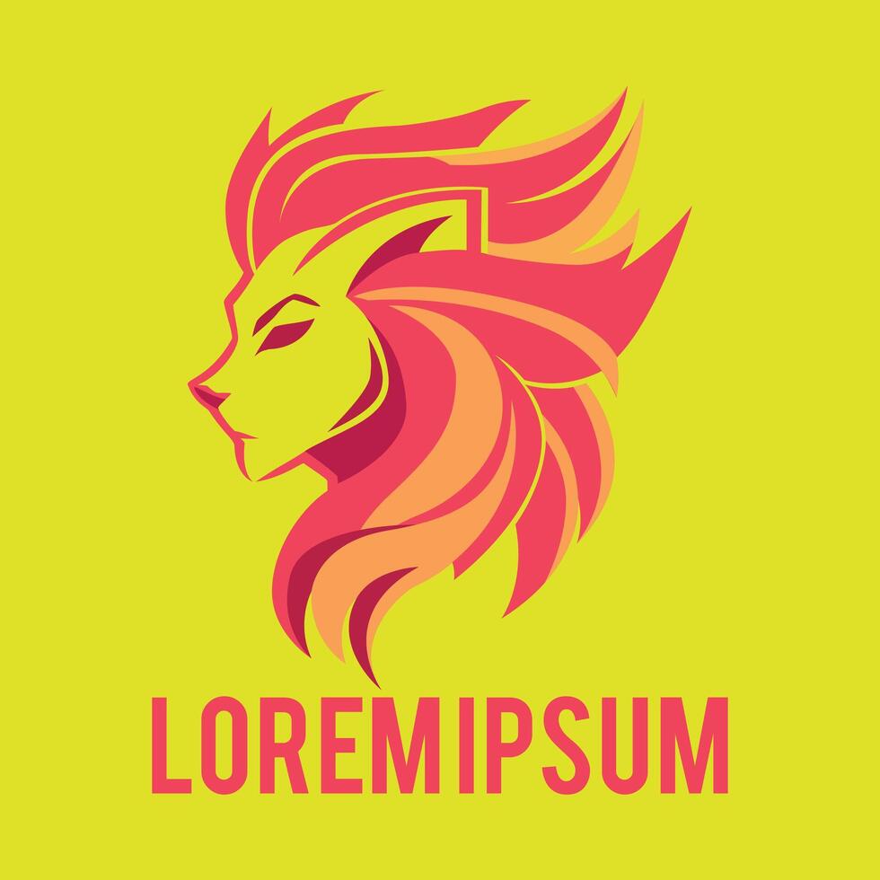 feminine lion head logo template design,,illustration vector