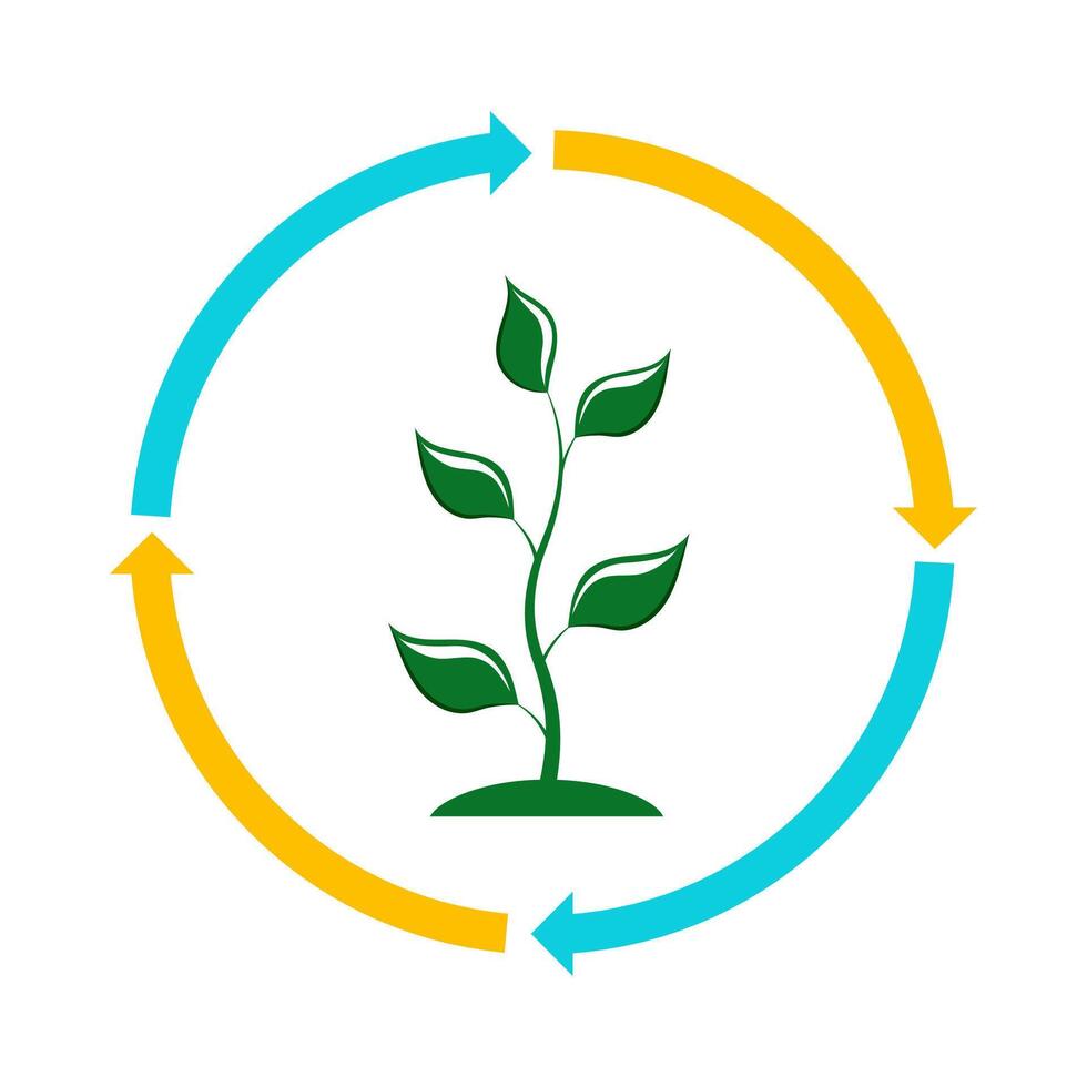 Growing green seedlings. Waste-free ecological production. Clean air and a green planet. Renewable resources. Flat illustration. vector