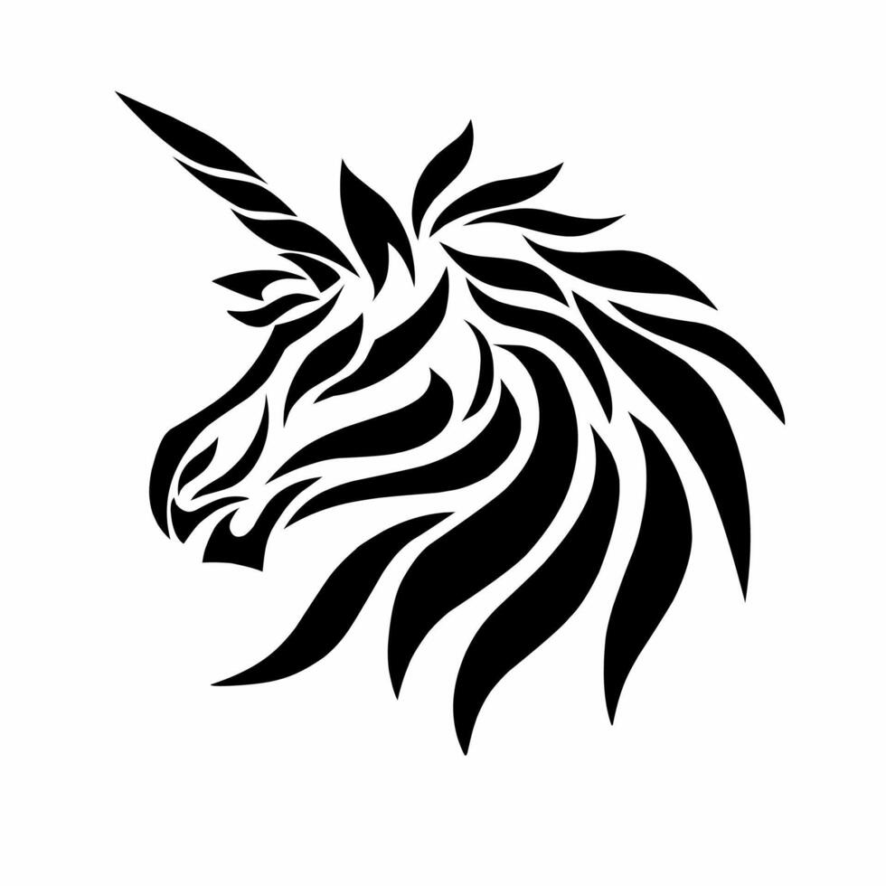 illustration graphics of tribal art design unicorn horse head on a white background vector