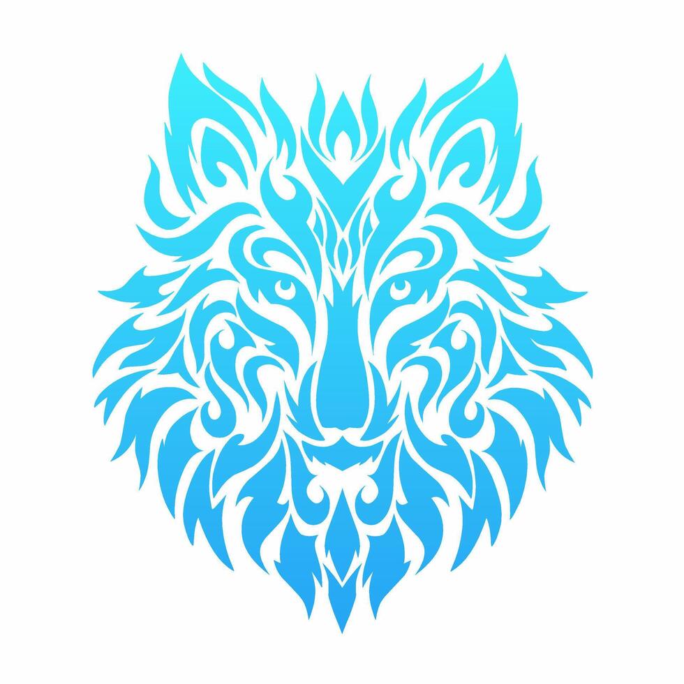 illustration graphics of tribal art design ice wolf head vector