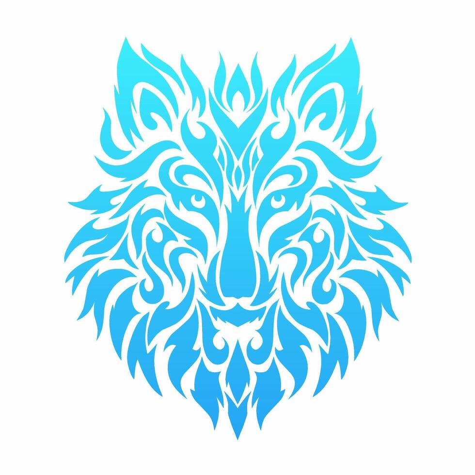 illustration graphics of tribal art design ice wolf head vector