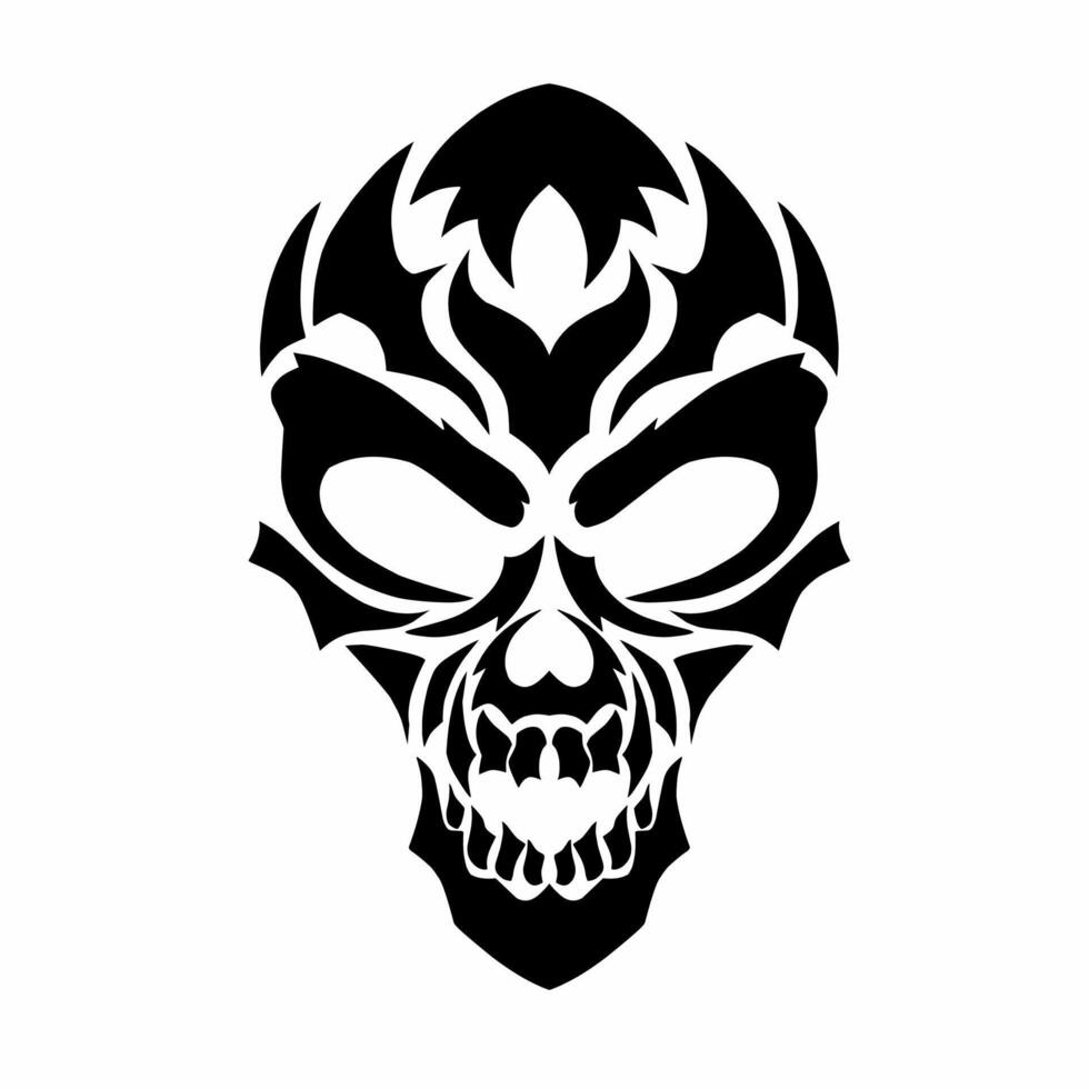 illustration graphics of tribal art design black skull head vector