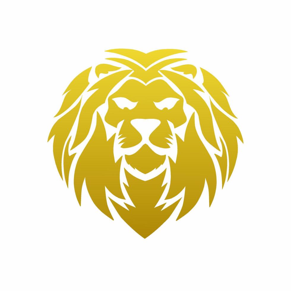 Elegant gold colored lion head graphic illustration of design vector