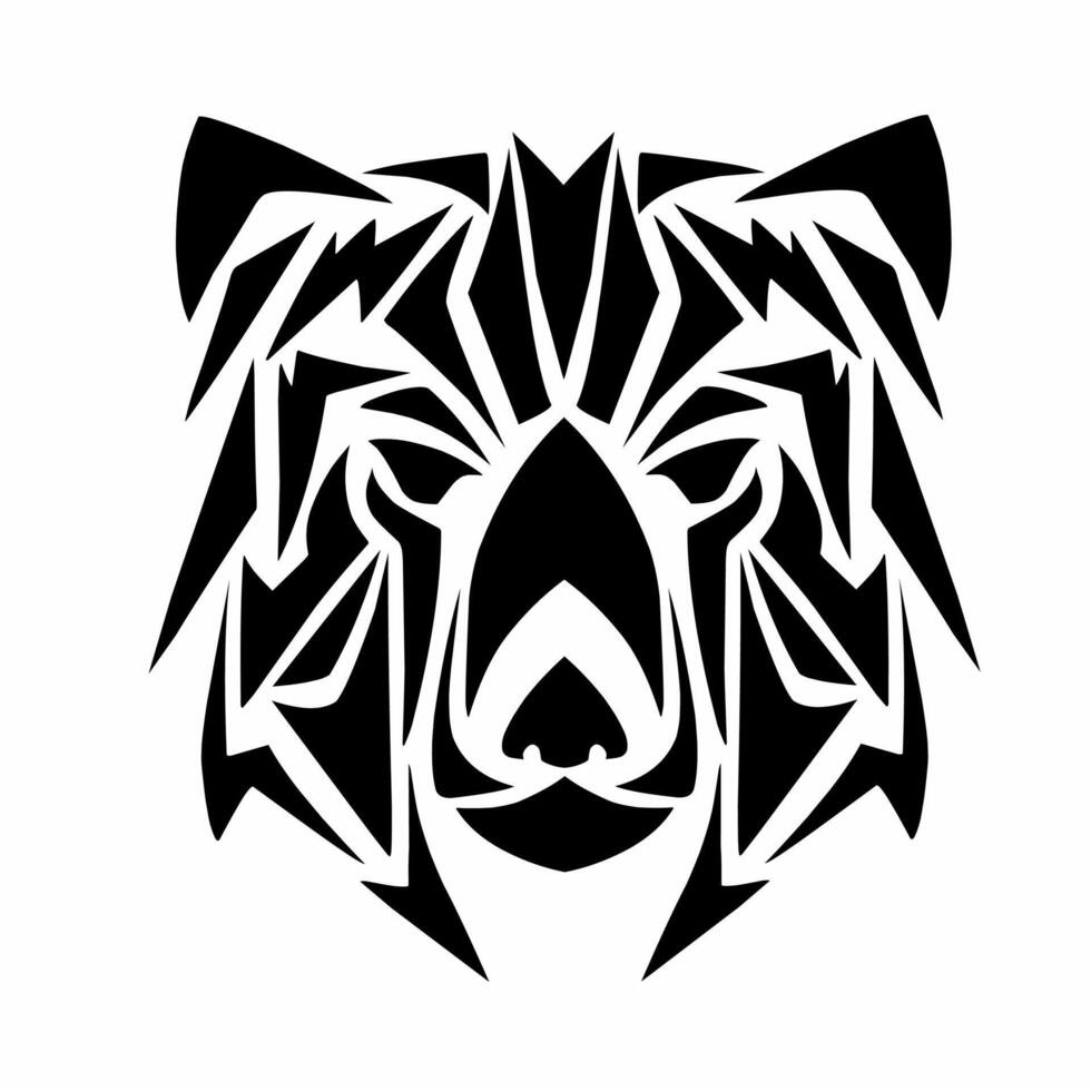 graphic illustration of tribal art design of a bear's head on a white background vector