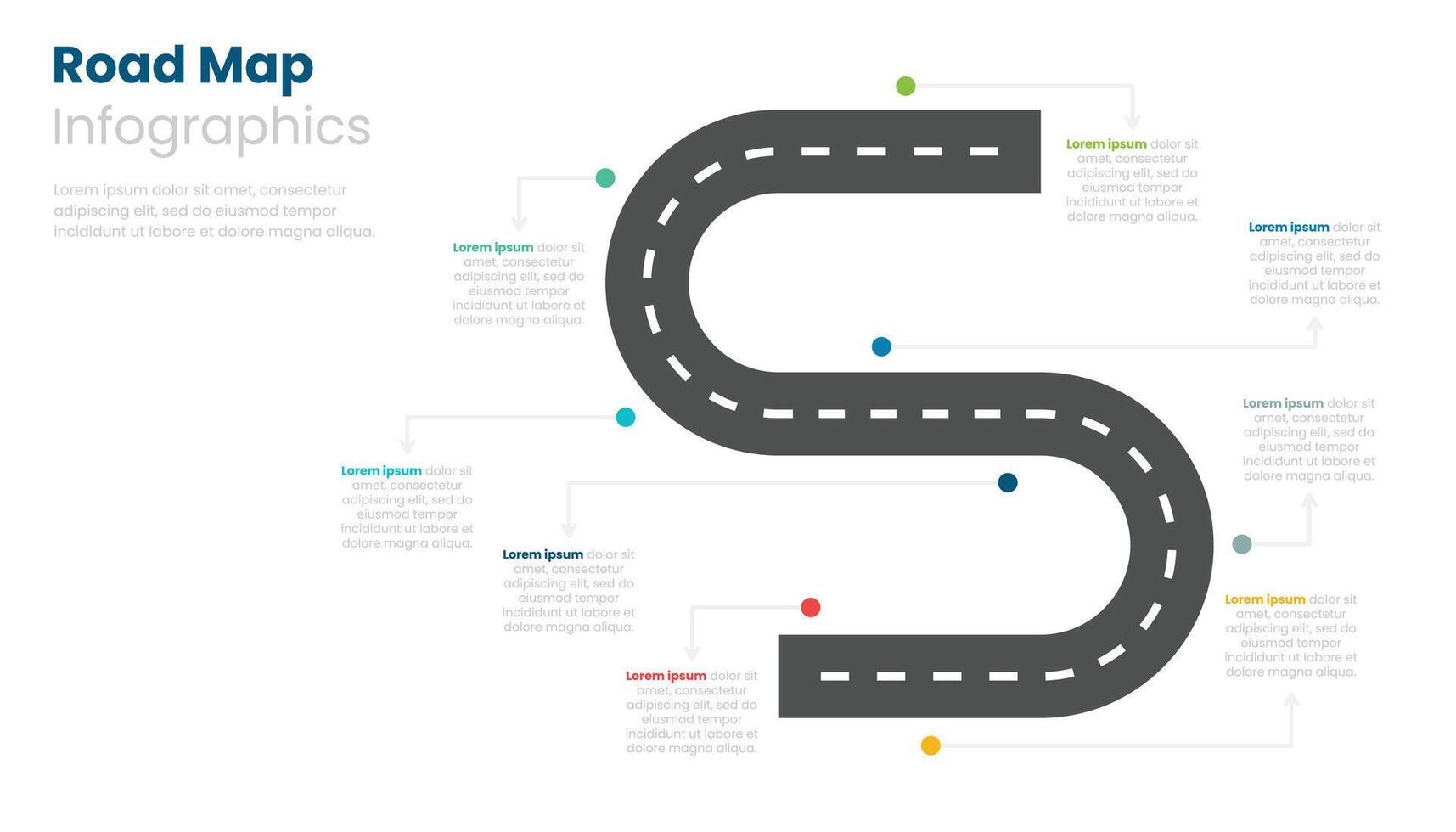 Roadmap infographic template design with 8 steps. vector
