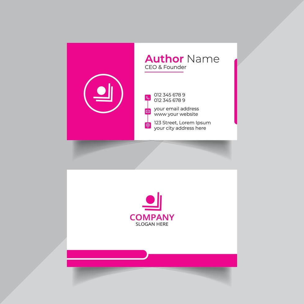 Corporate business card in pink color vector