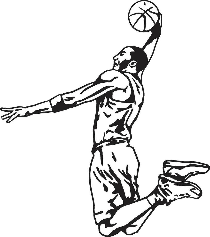 Basketball player jumping transparent one layer illustration vector
