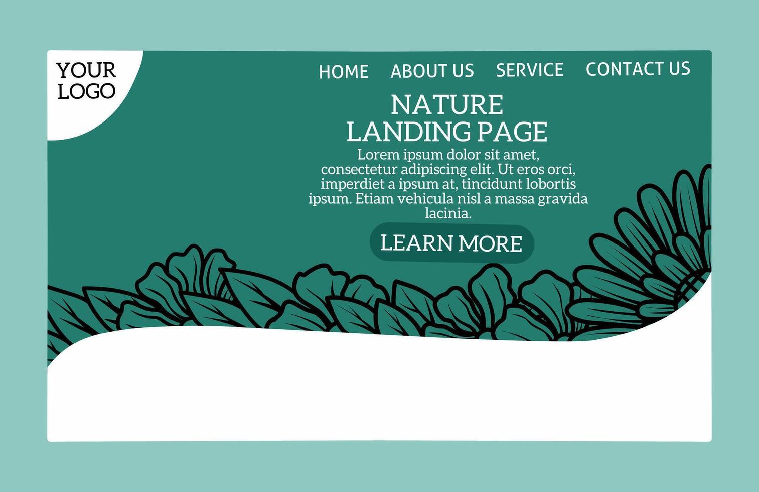 ilustración de naturaleza aterrizaje página modelo lleno de flores y hojas resumen moderno y único web monitor vector