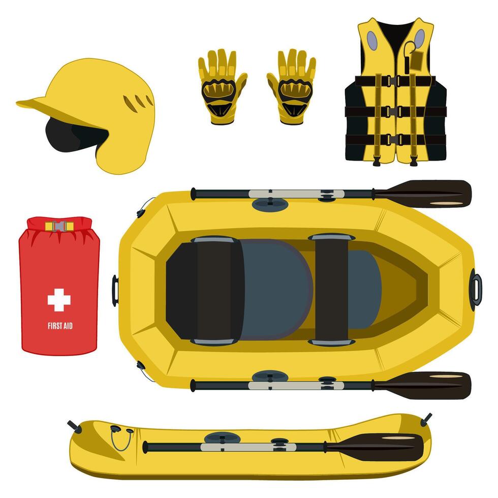 Rafting Equipment and Protective Gear vector