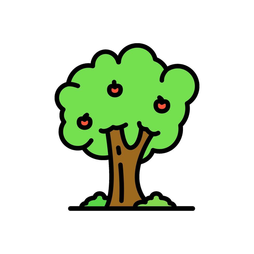 fructificación árbol dibujos animados icono, aislado antecedentes vector