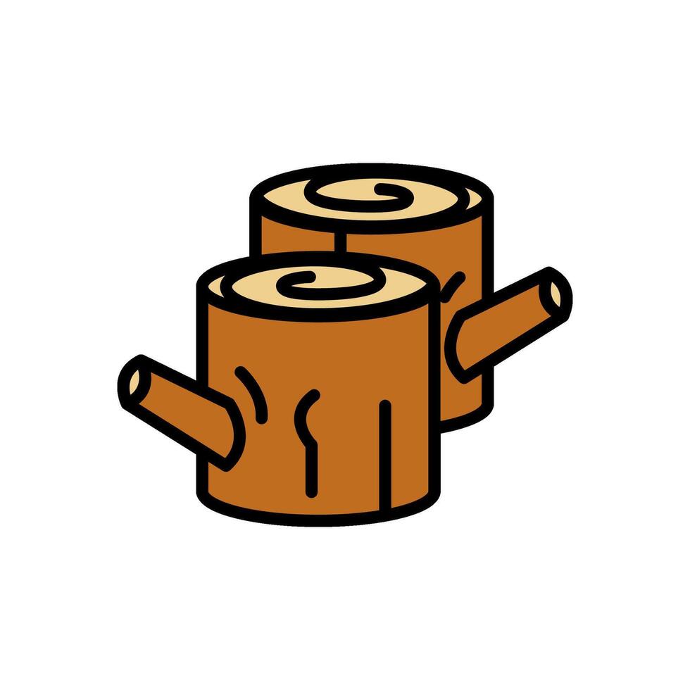 wooden trunk cartoon icon, isolated background vector