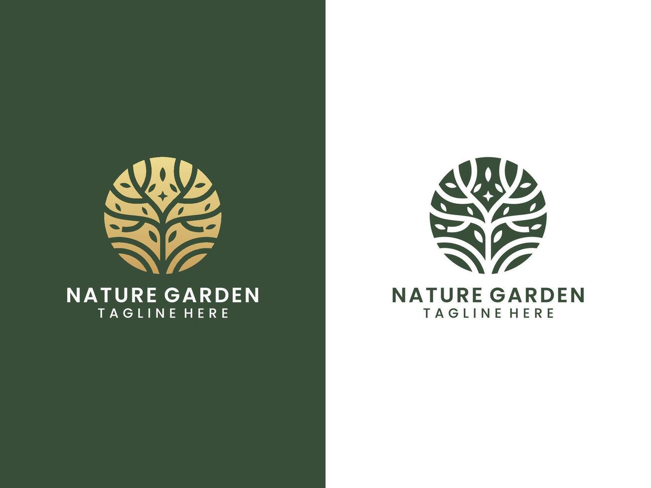 Luxury gold nature garden logo design vector