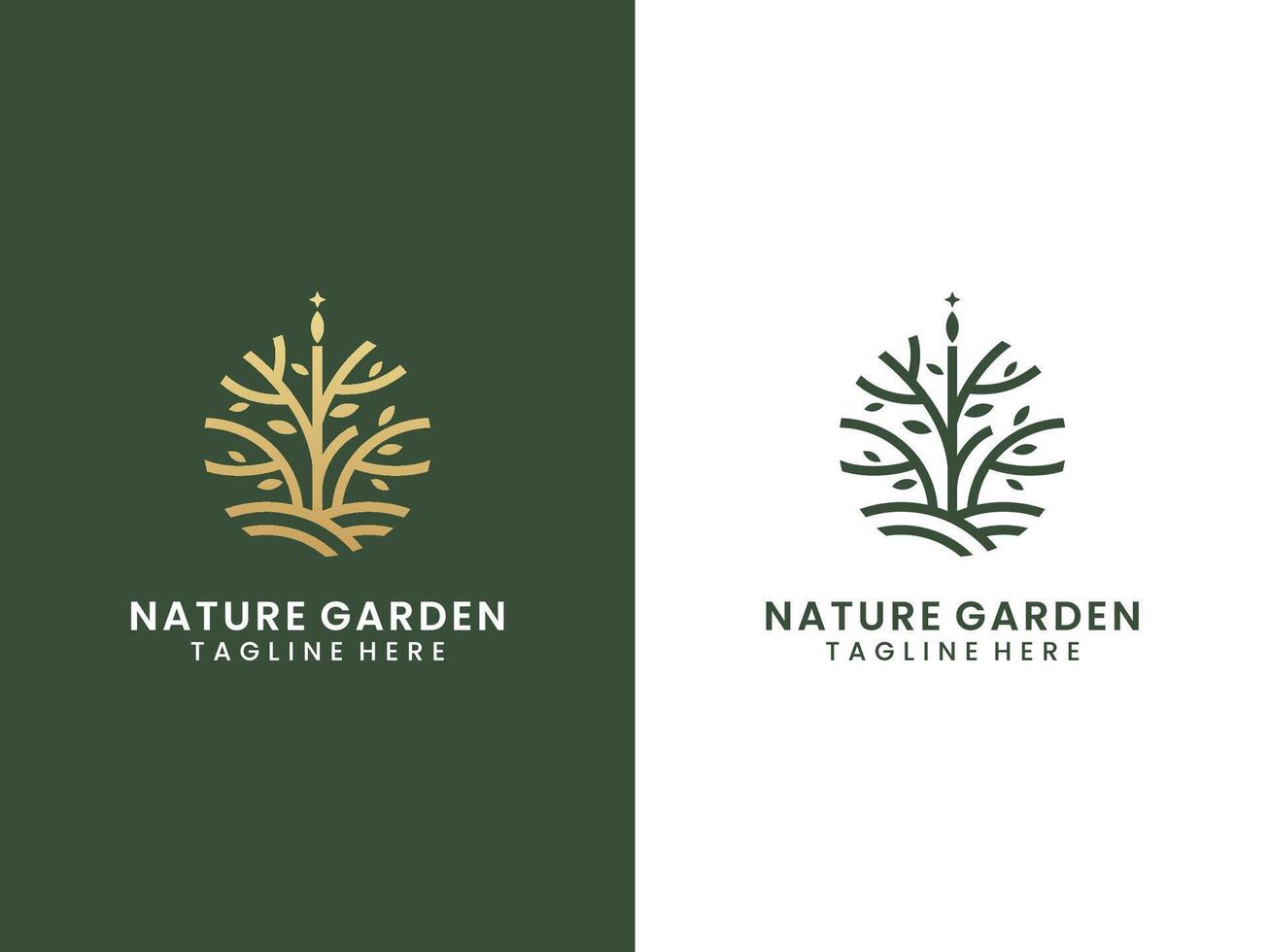 Abstract luxury gold nature garden logo design vector