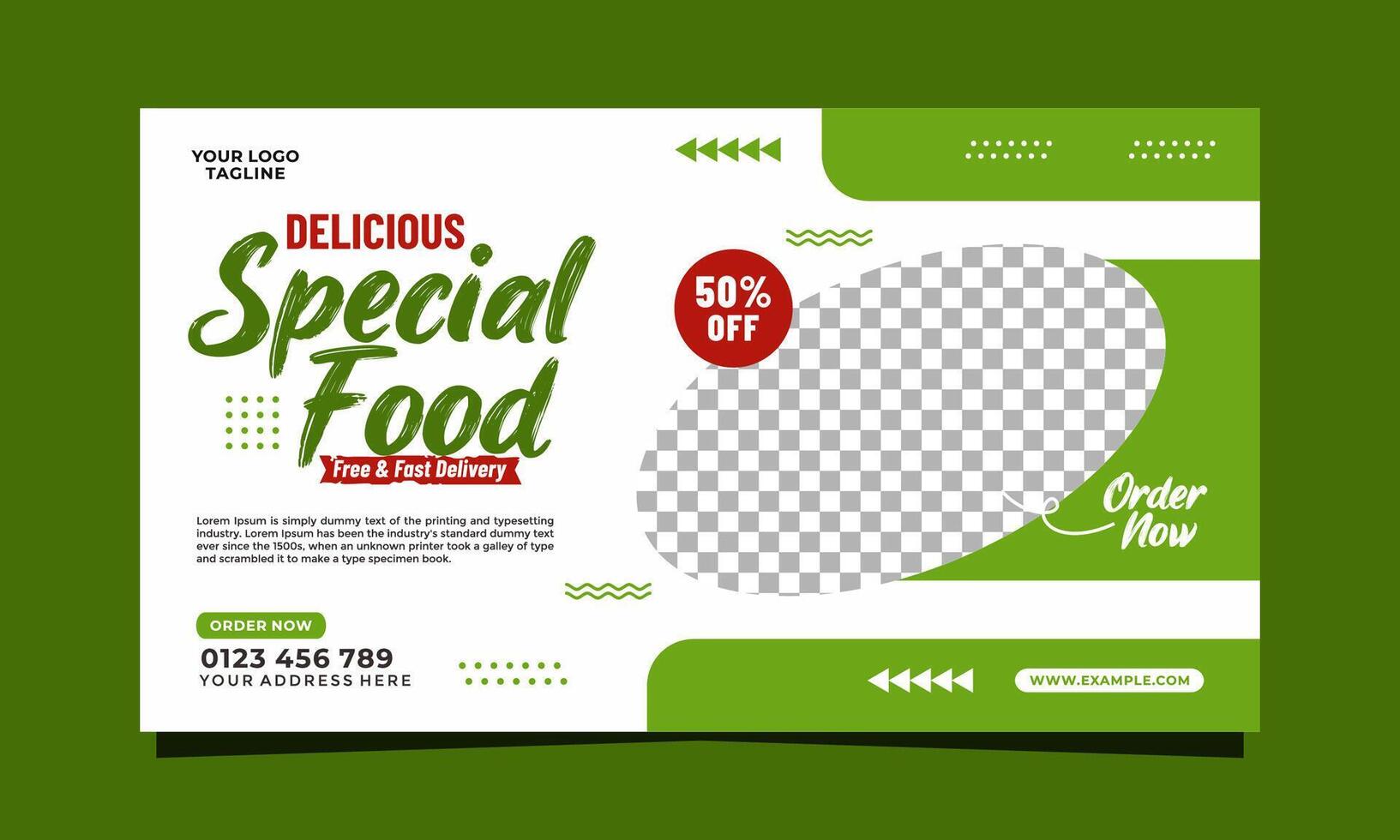 of special food menu social media landscape banner template vector