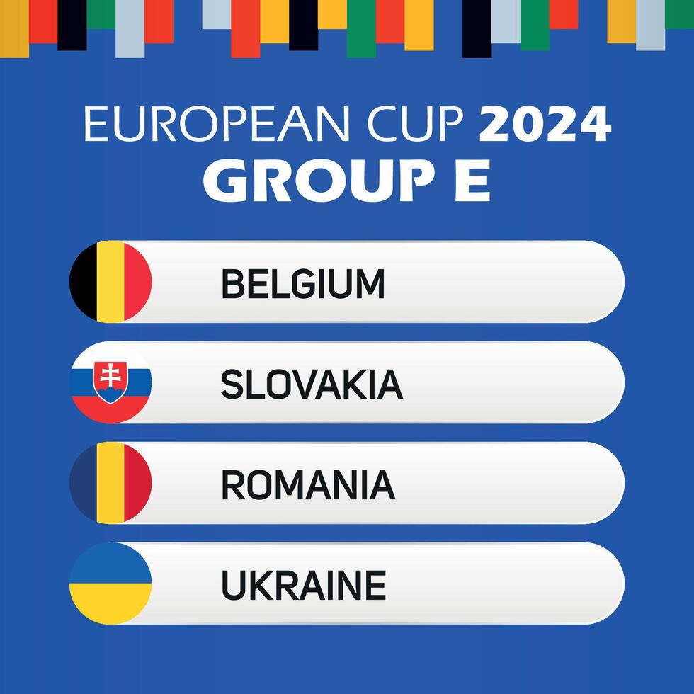 2024 Alemania europeo fútbol americano campeonato grupo mi Bélgica Eslovaquia Rumania Ucrania vector