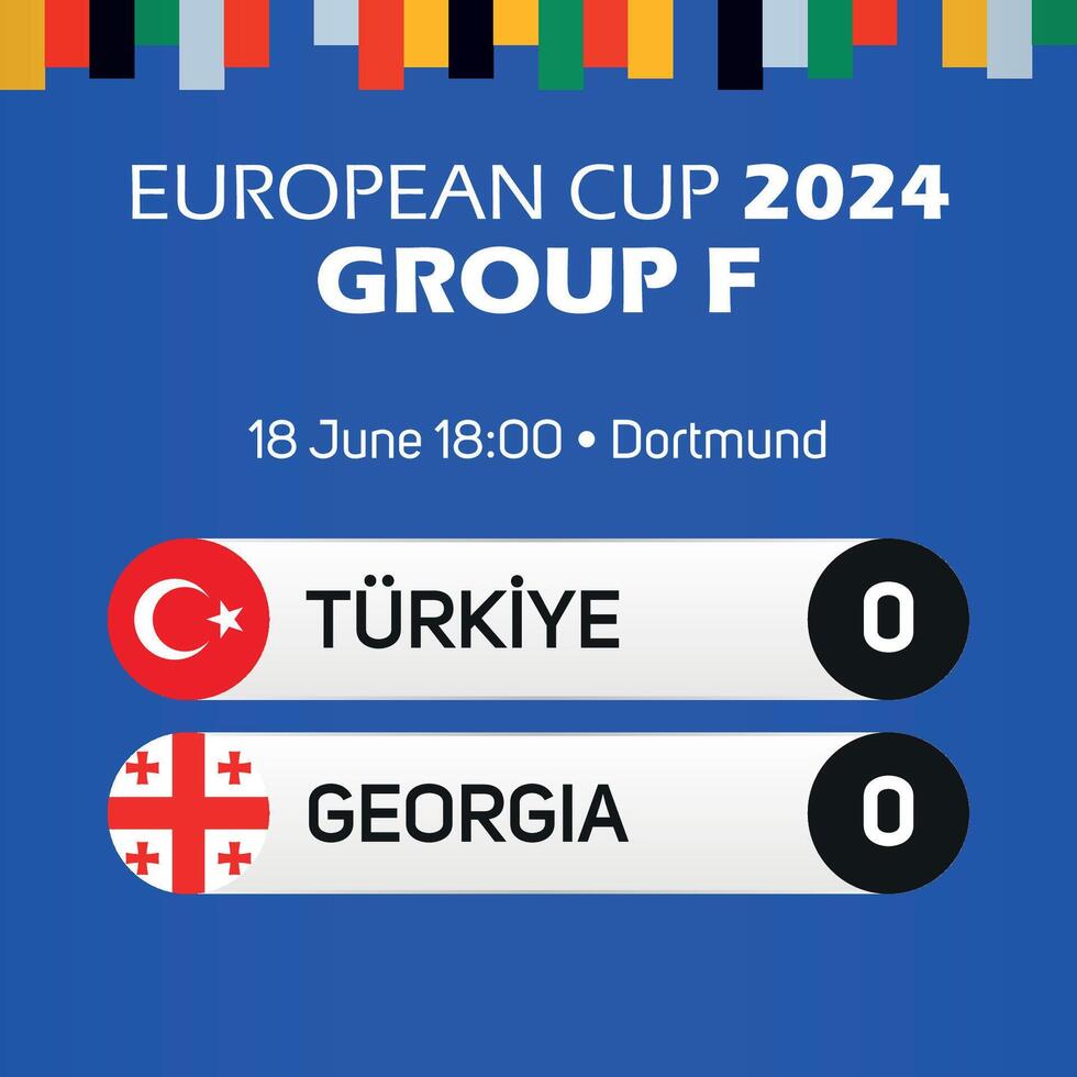 Turquía turkiye vs Georgia europeo fútbol americano campeonato grupo F partido marcador bandera euro Alemania 2024 vector