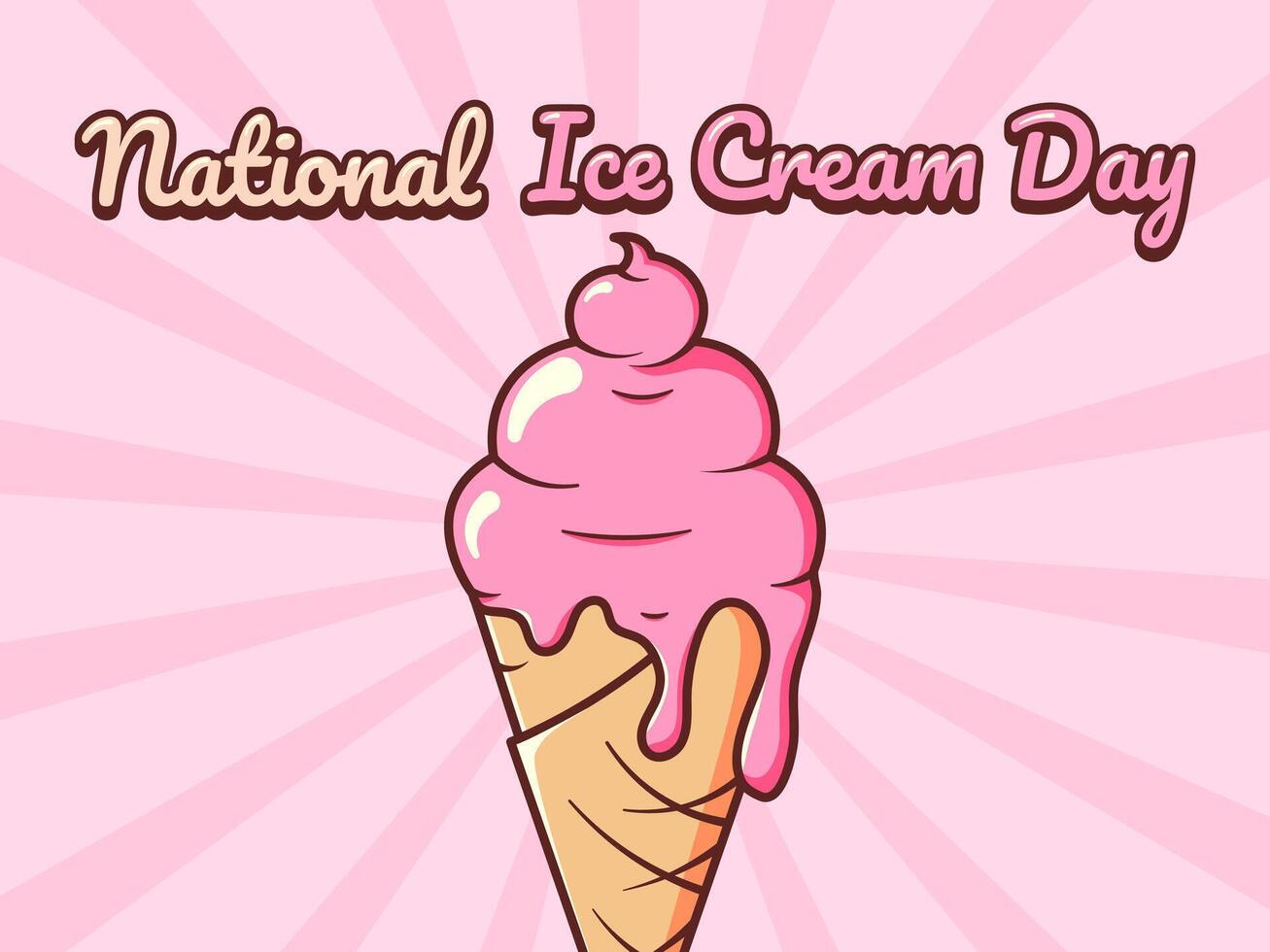 National Ice Cream Day in Retro Style. illustration with groovy mascot vector