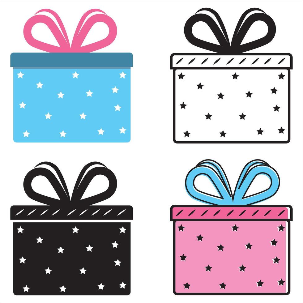 The icon of a gift box wrapped with a ribbon with a bow. A simple image of a closed box. Isolated on a pure white background. vector