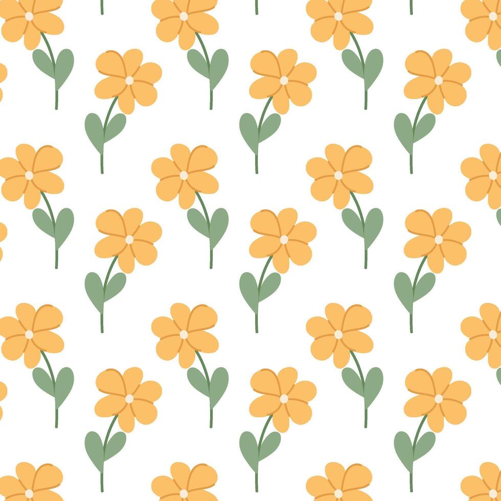 Floral pattern. Yellow flower in flat style. Pattern for textile, wrapping paper, background. vector