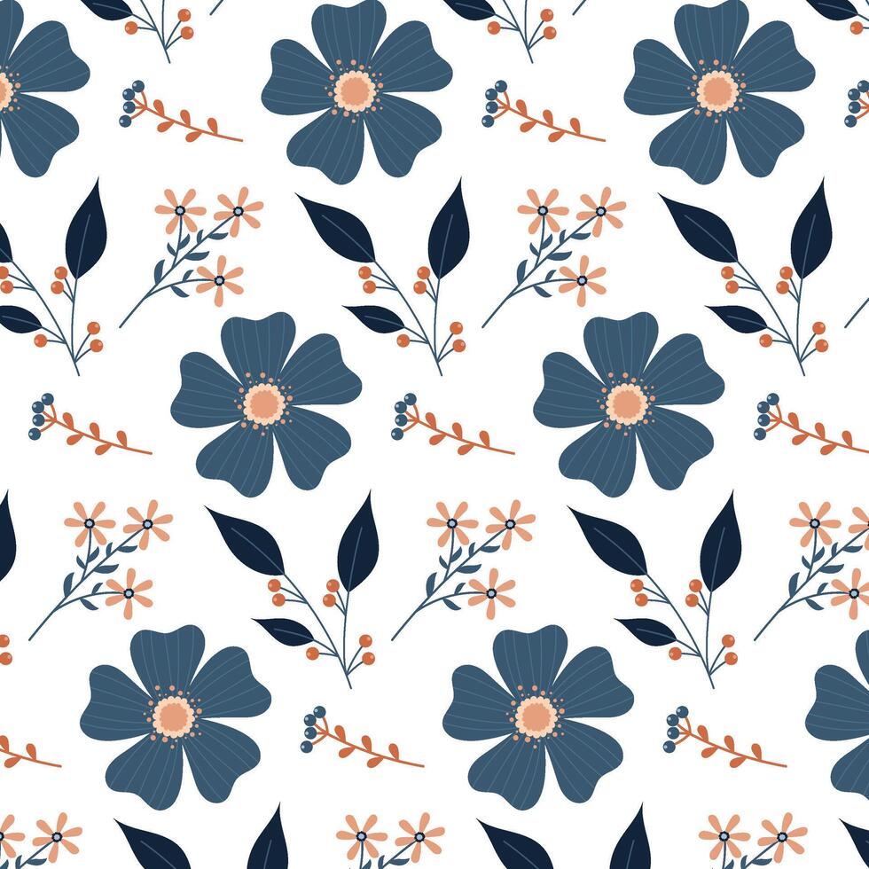 Botanical pattern. Abstract flowers in flat style. Pattern for textile, wrapping paper, background. vector