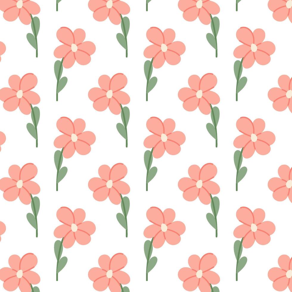 Floral pattern. Pink wildflower in flat style. Pattern for textile, wrapping paper, background. vector