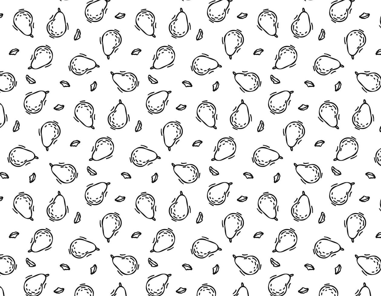 Hand drawn seamless pattern of pears, pears and leaves on a white background. Design elements in sketch style. Ideal for menus, flyers, posters, prints, packaging. vector