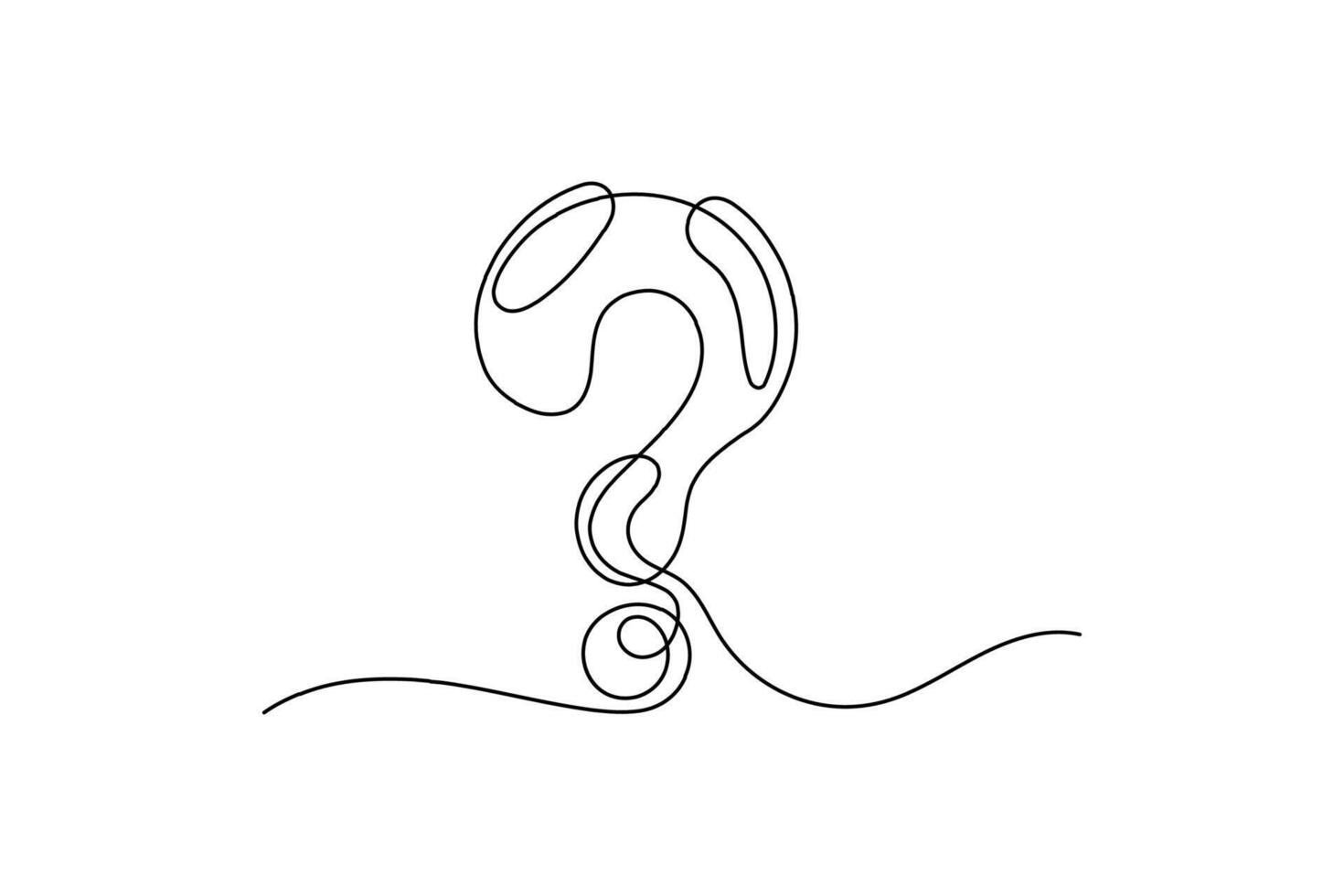 Question mark continuous line one line drawing isolated on white background. illustration. Question mark cartoon vector