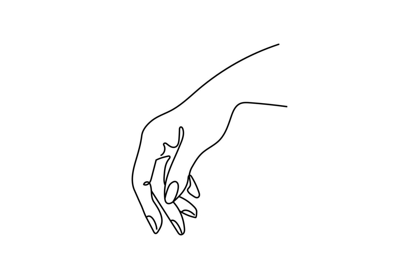 Line female hand by hand single line drawing on white isolated background. illustration vector