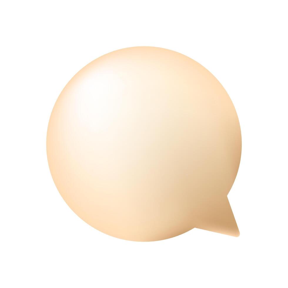 Chat bubble volumetric object. 3D Model. Social media post or comment icon. Empty round frosted chat bubble. Delicate gold or copper color. An isolated object. illustration. vector