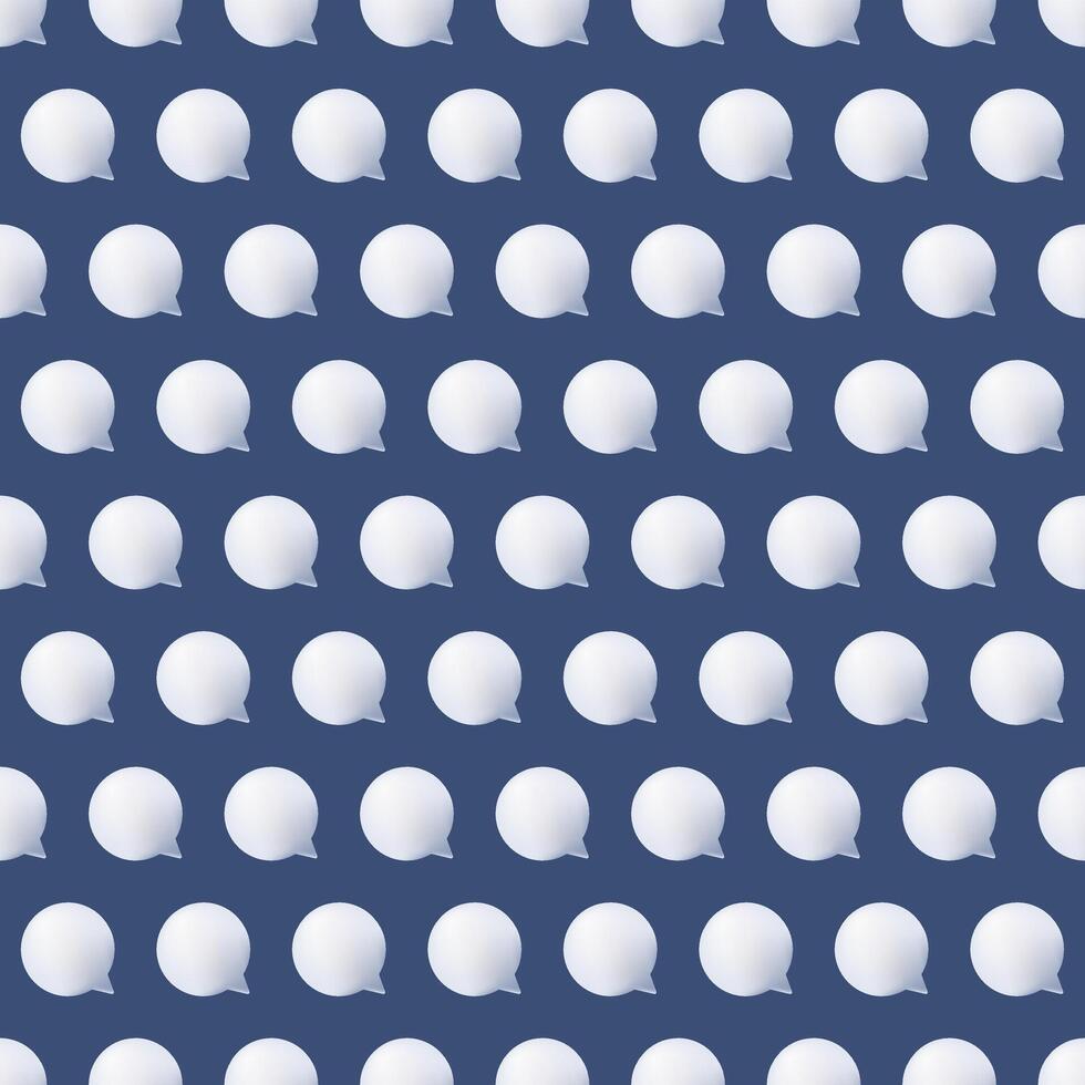 Volumetric Bubble Chat. 3D pattern on a dark blue background. Icon of a message or comment on a social network. Empty Conversations and discussions. Round white chat bubble. illustration. vector