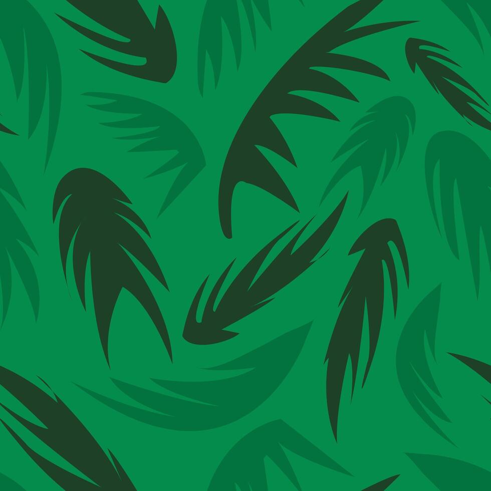 palma hojas modelo. tropical árbol hoja formas planta, botánica. monocromo verde colores. verano modelo. garabatear estilo. envase papel, cubrir. ilustración. vector