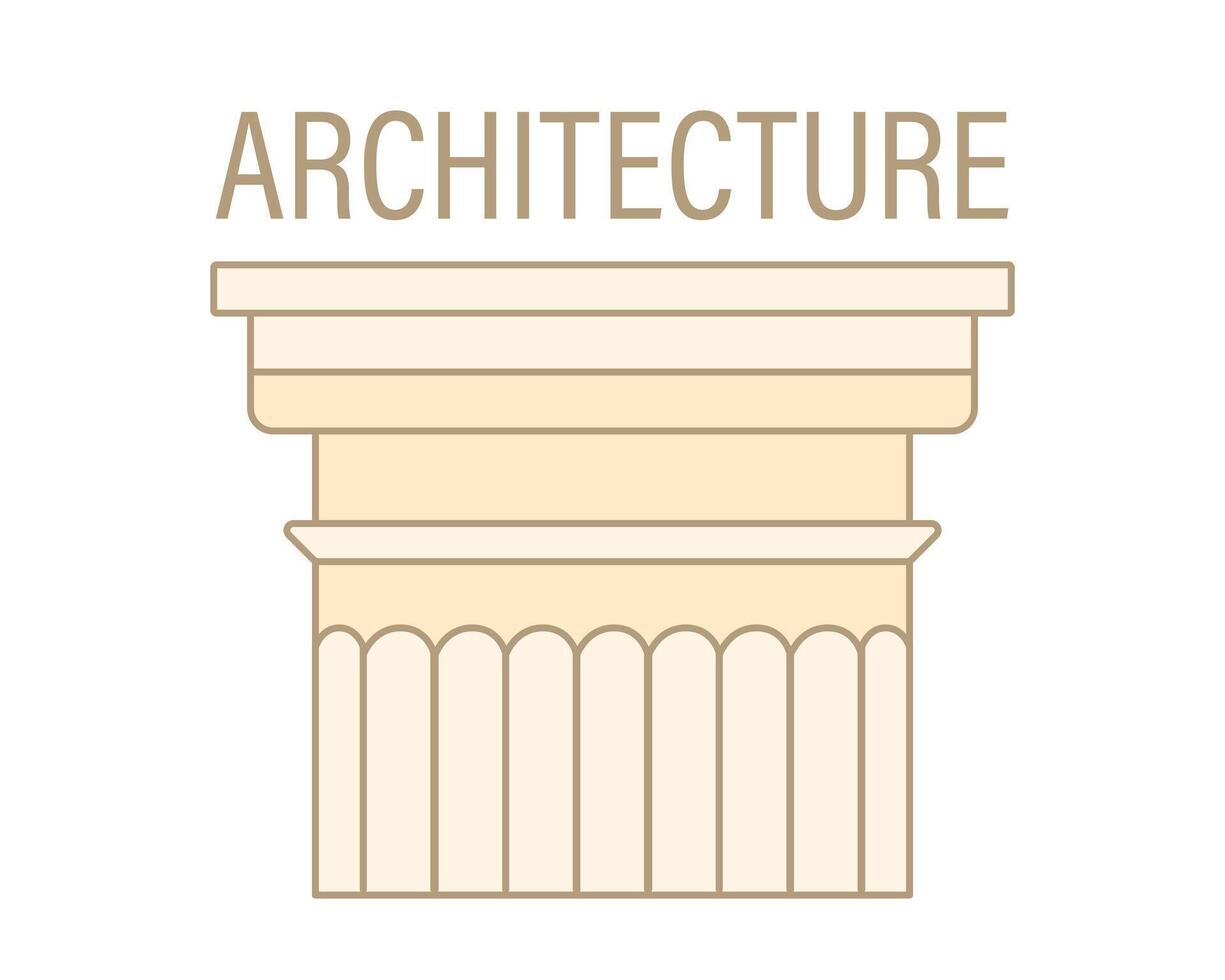 Architectural top of a column. The capital of the marble structure. Monument. The word architect. Building decoration. Art. Isolated item. illustration. vector