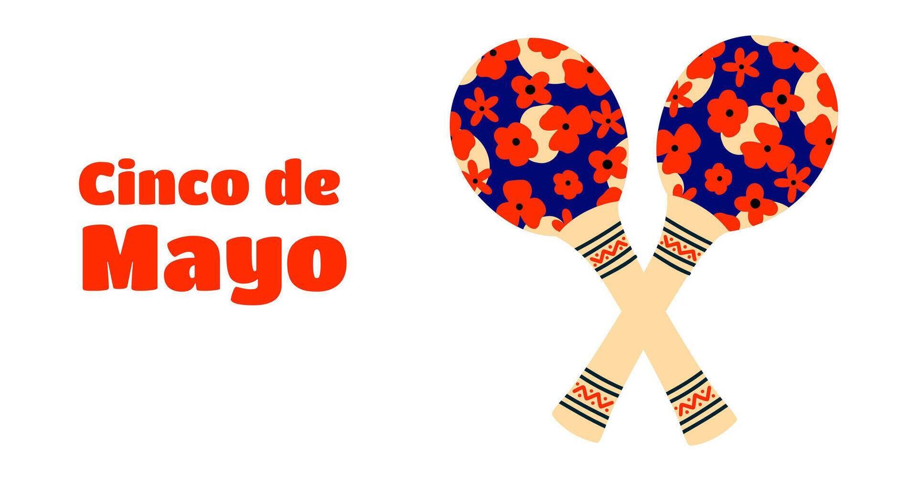 cinco Delaware mayonesa festivo bandera con maracas fiesta en México. vistoso diseño póster. ilustración vector