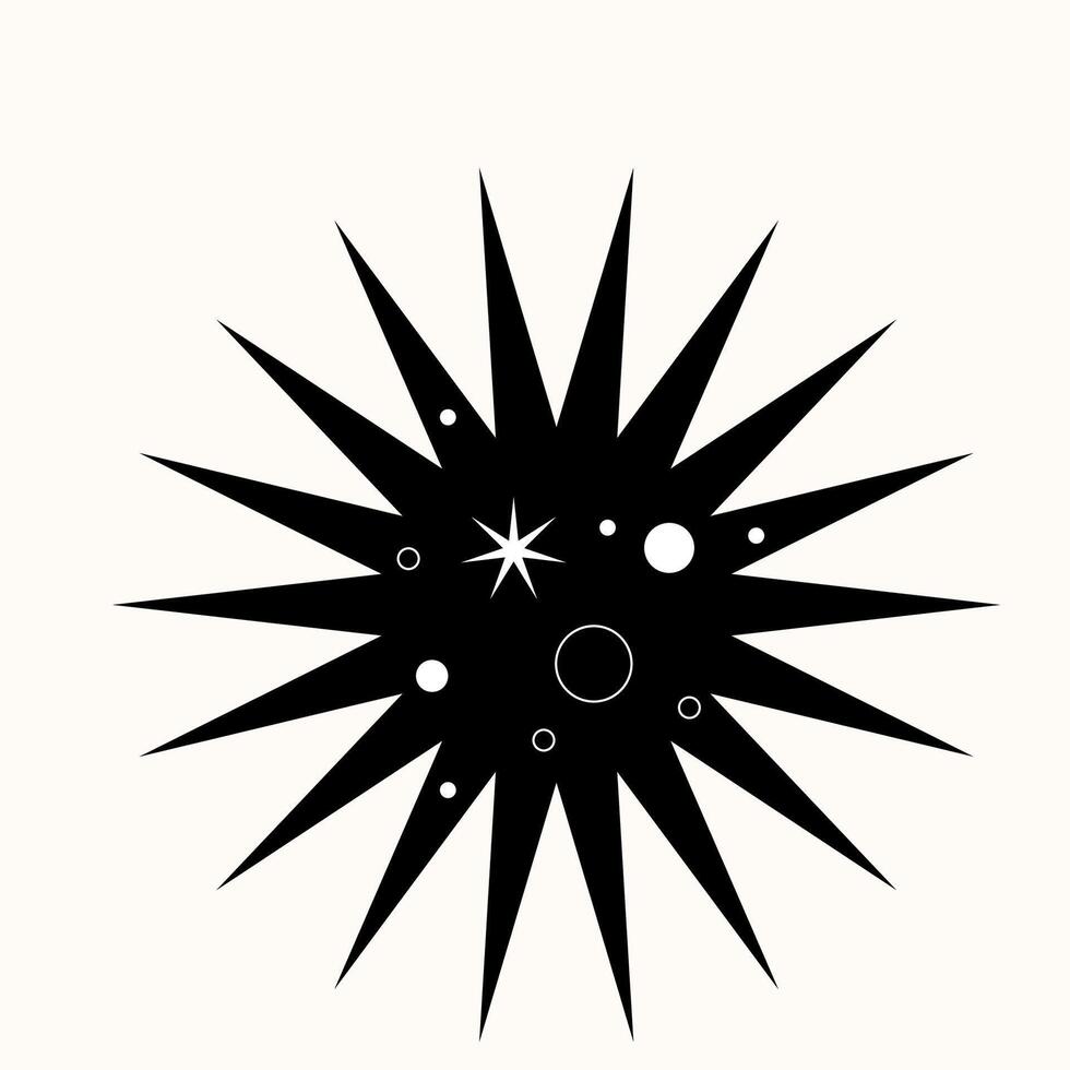A Stark Black Star Cutting Through Space. Minimalist Design Meets Celestial Elegance in Sharp Contrast. An Iconic Symbol of Night, Rendered in Simple, Striking Lines vector