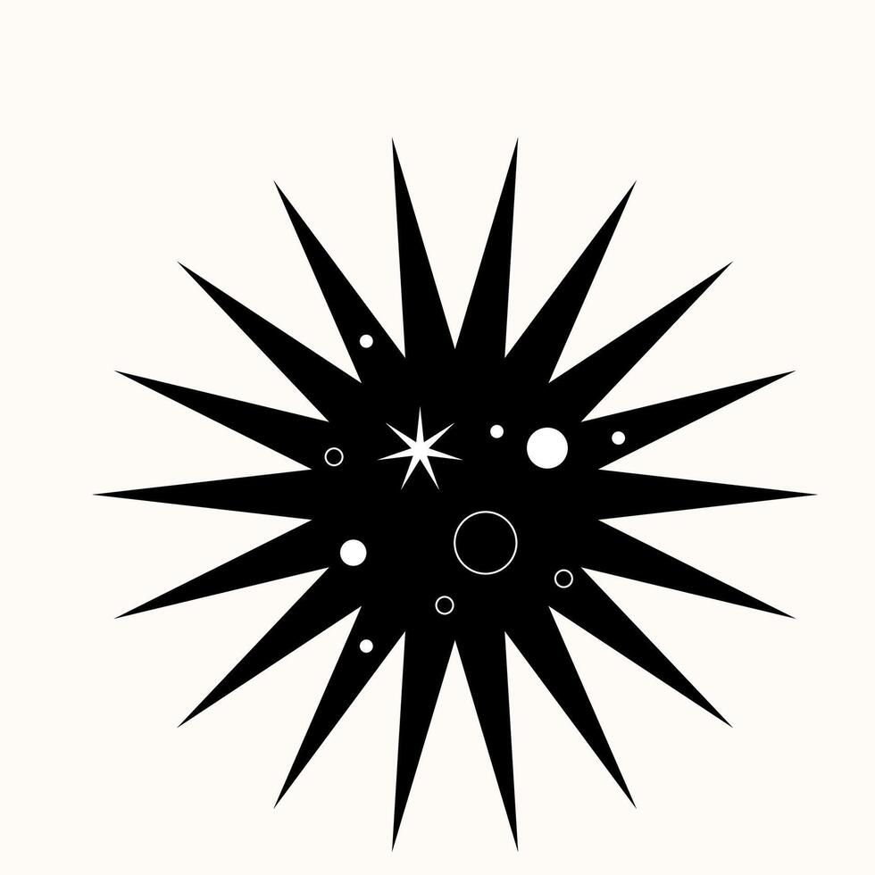 un rígido negro estrella corte mediante espacio. minimalista diseño Satisface celestial elegancia en agudo contraste. un icónico símbolo de noche, prestados en simple, sorprendentes líneas vector