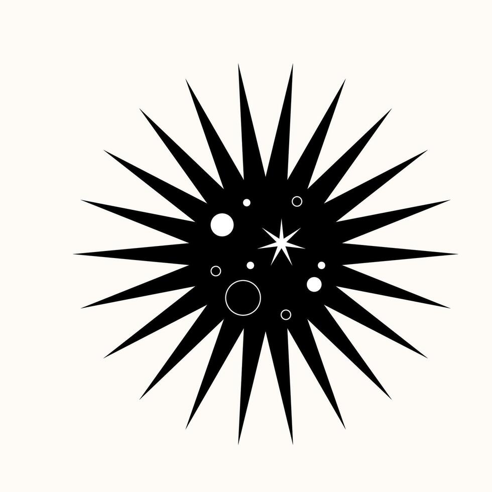 un rígido negro estrella corte mediante espacio. minimalista diseño Satisface celestial elegancia en agudo contraste. un icónico símbolo de noche, prestados en simple, sorprendentes líneas vector