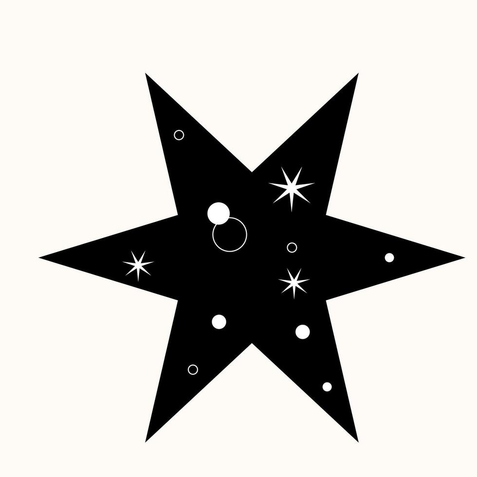 A Stark Black Star Cutting Through Space. Minimalist Design Meets Celestial Elegance in Sharp Contrast. An Iconic Symbol of Night, Rendered in Simple, Striking Lines vector