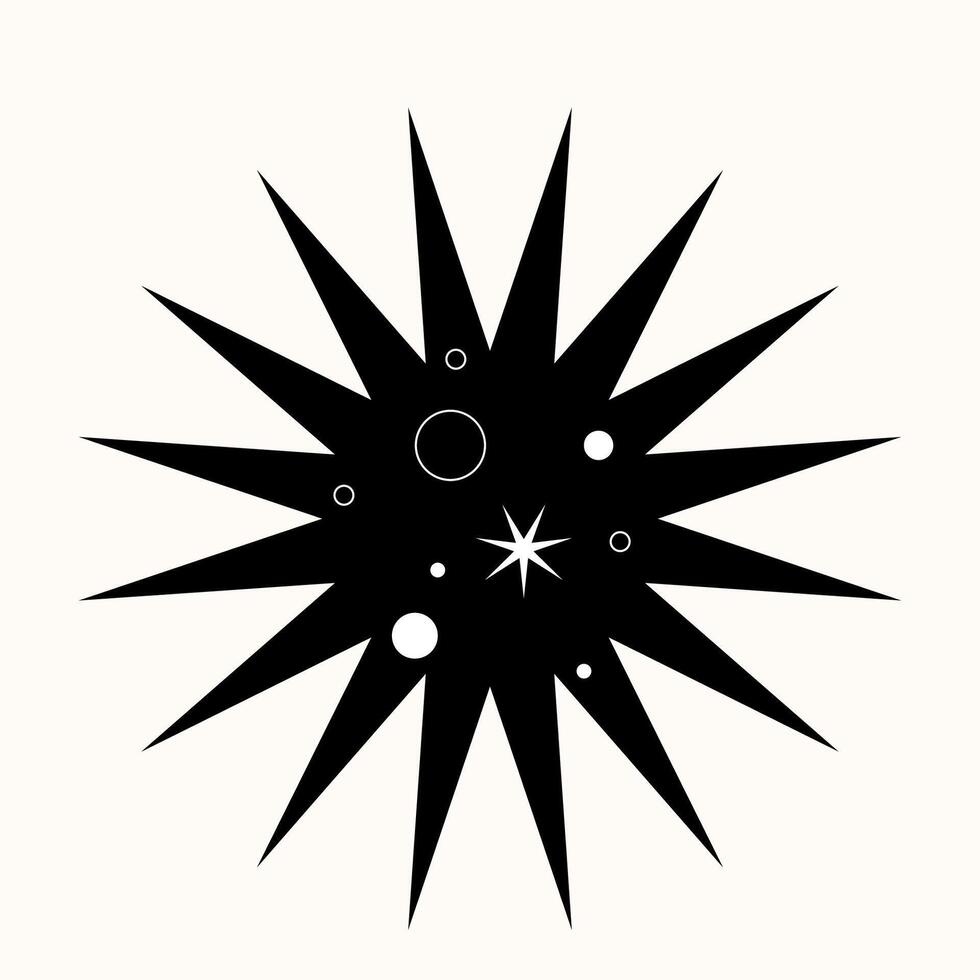 A Stark Black Star Cutting Through Space. Minimalist Design Meets Celestial Elegance in Sharp Contrast. An Iconic Symbol of Night, Rendered in Simple, Striking Lines vector